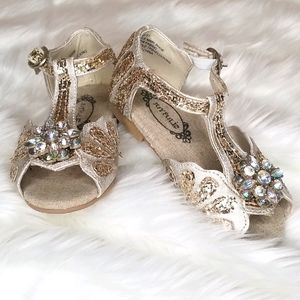Joyfolie formal gold jeweled shoes